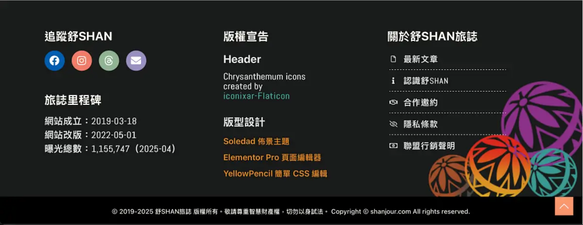 網站｜舒SHAN旅誌＿頁尾